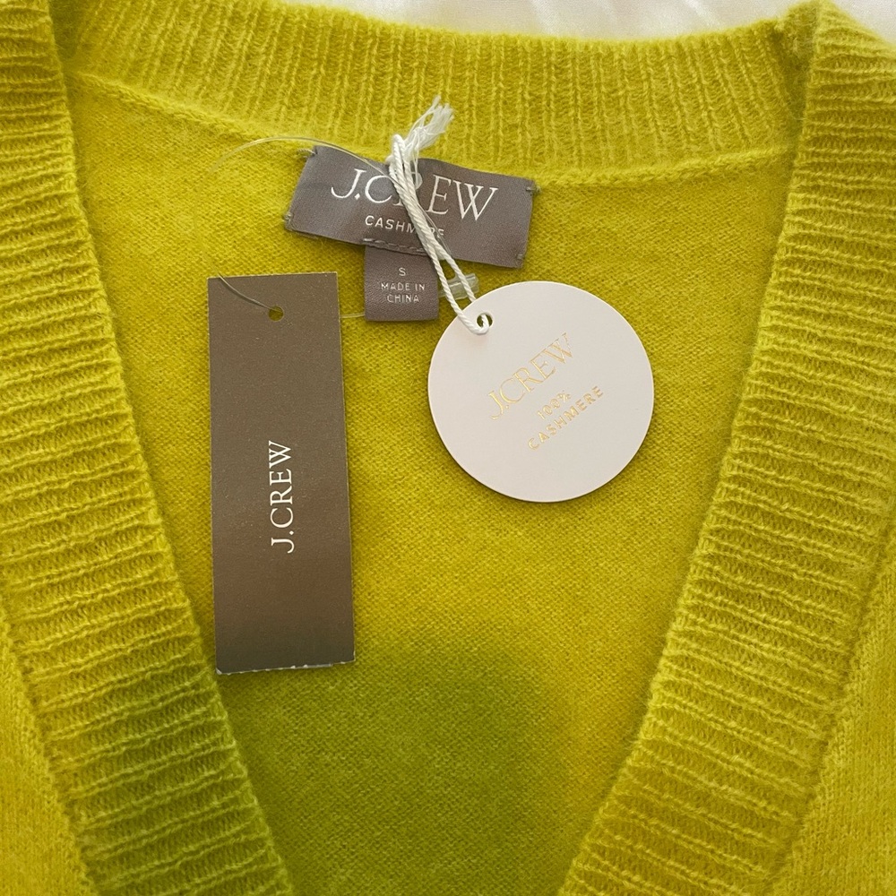 J. Crew Fuzzy V-Neck Short Sleeve Cardigan - Neon Lime - Picture 6 of 7